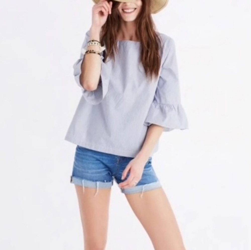 NWT Madewell Striped 3/4 Bell Sleeve Top